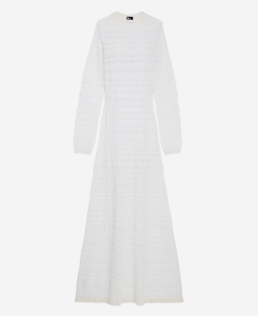 The Kooples WOMEN LIGHT BEIGE long white wool dress