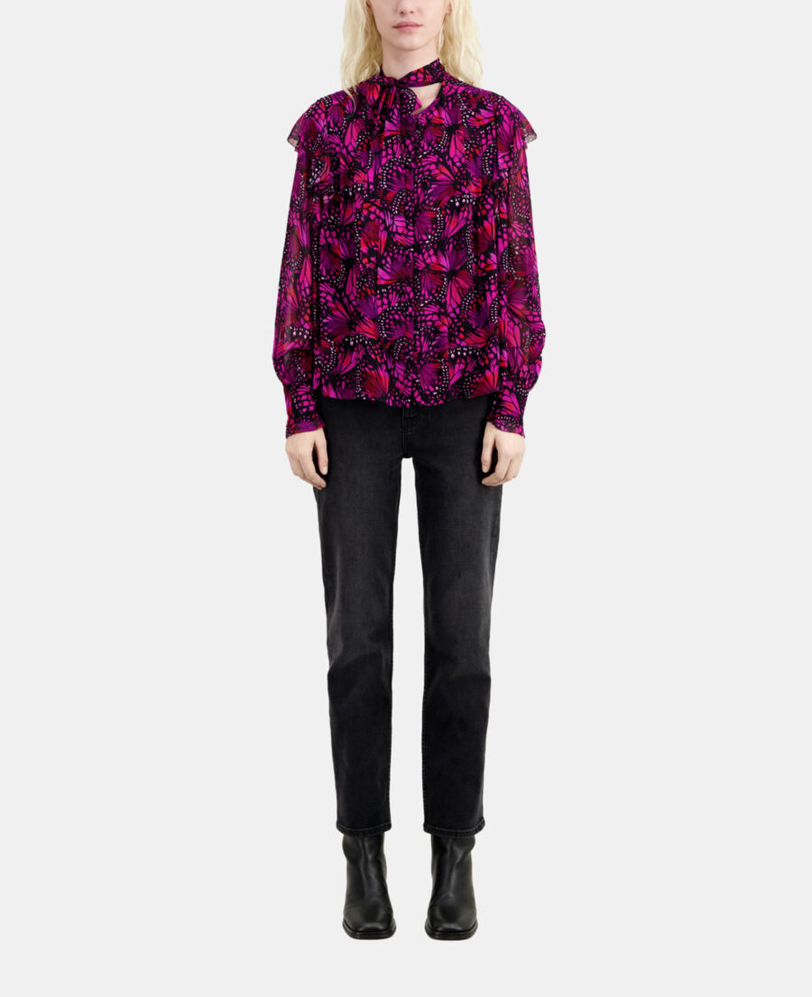 The Kooples FEMME PINK top imprim&eacute; avec volants