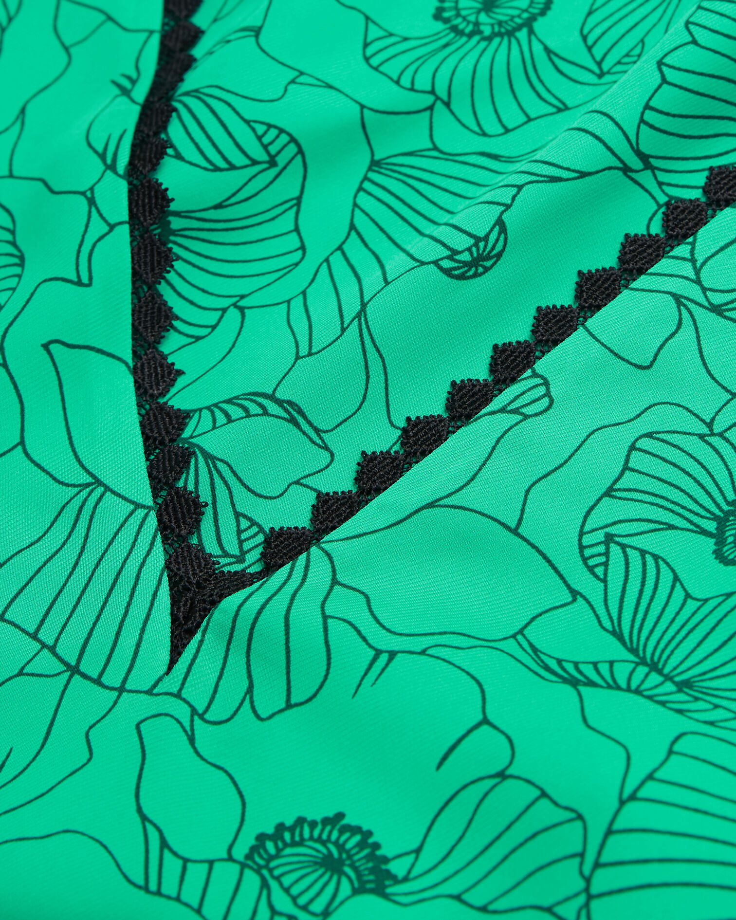 Top imprimé avec détails en dentelle, GREEN, hi-res image number null