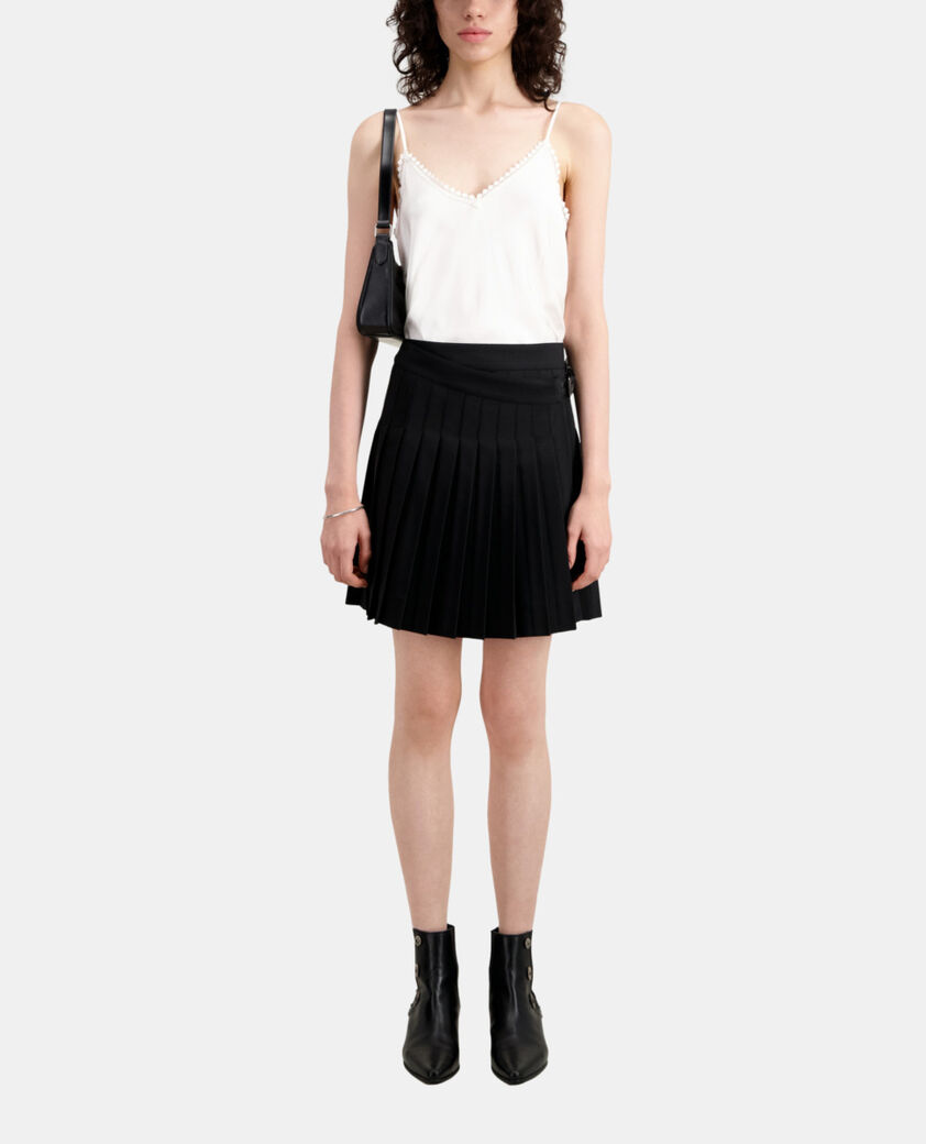The Kooples WOMEN BLACK short black pleated skirt