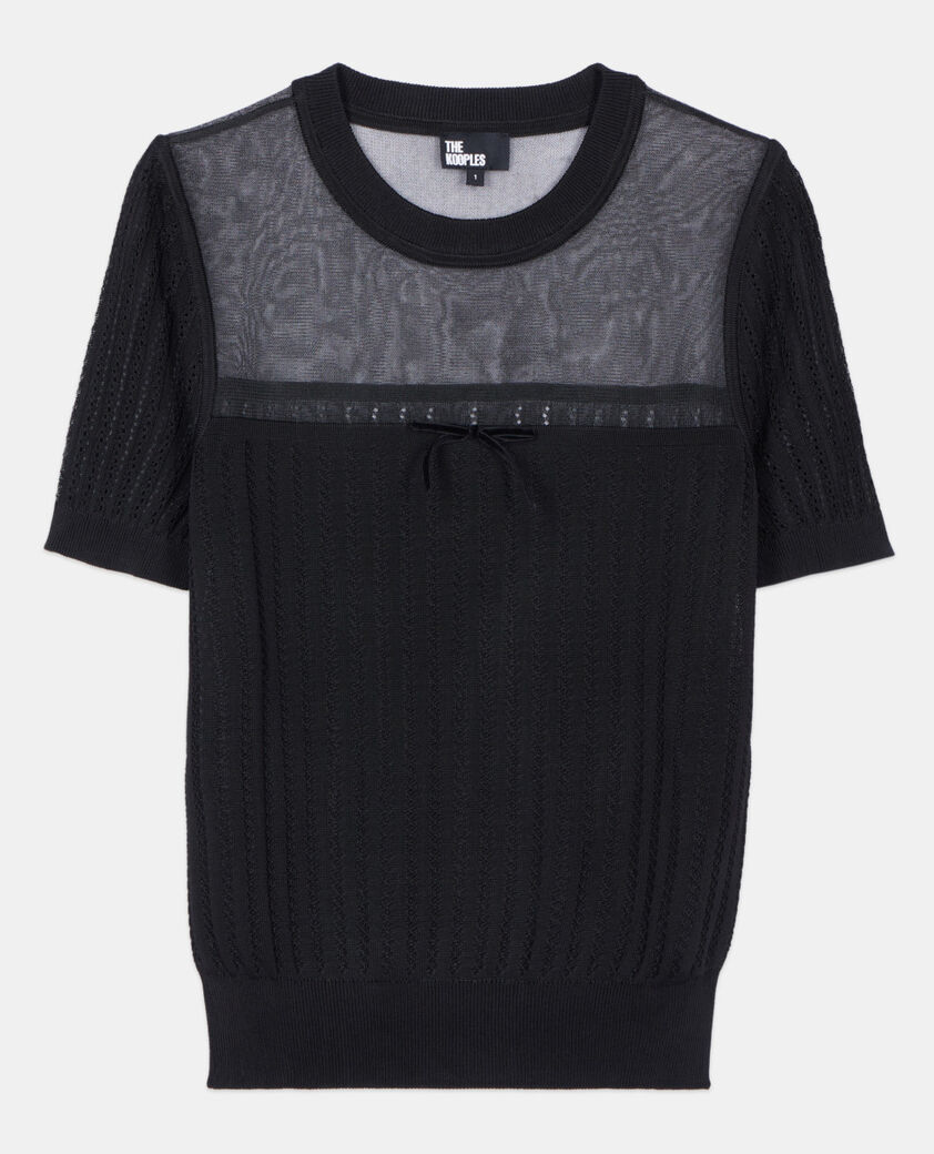 The Kooples WOMEN BLACK black openwork sweater