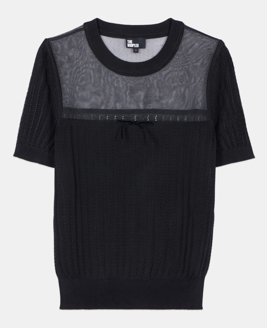 The Kooples WOMEN BLACK black openwork sweater