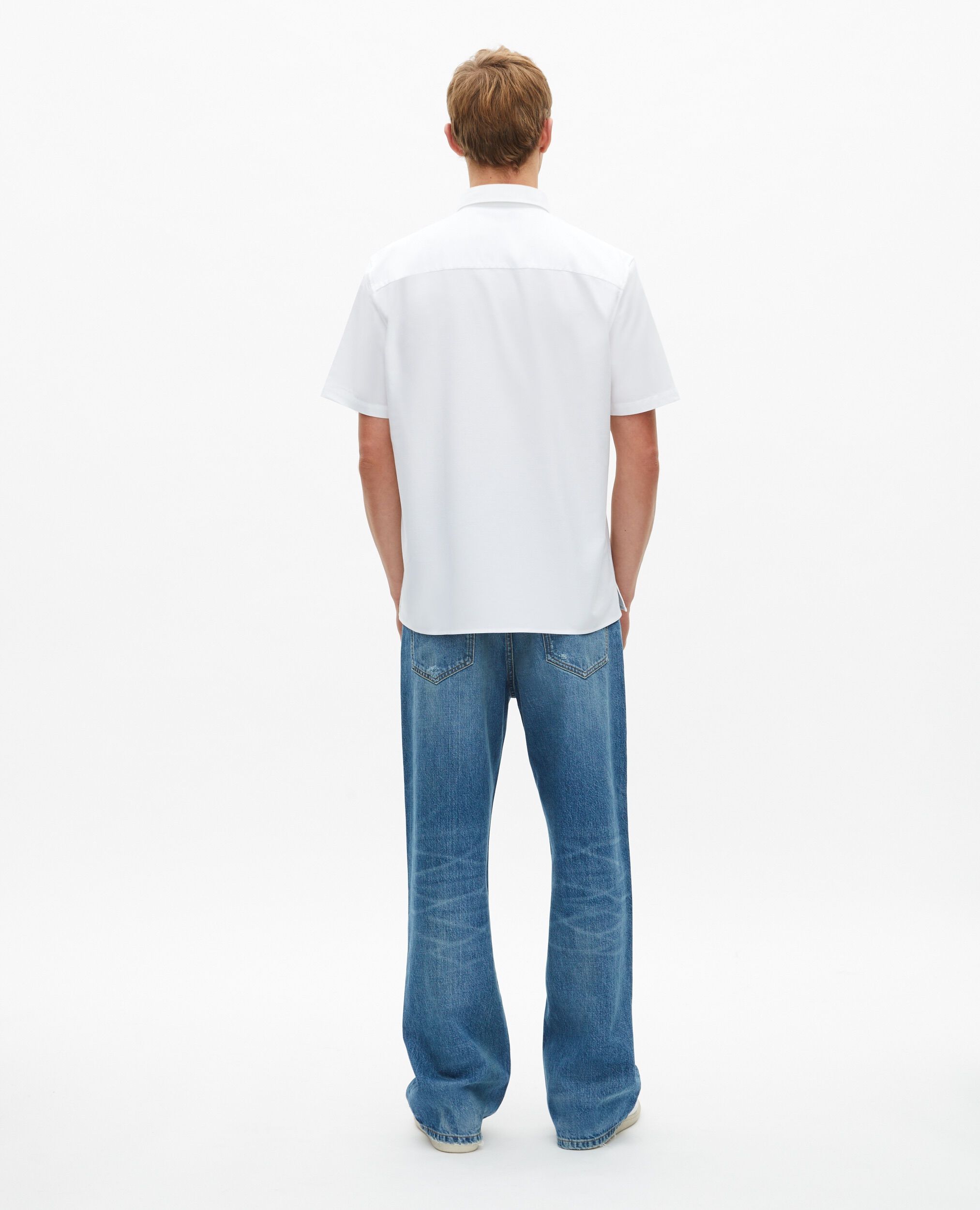 Short-sleeved white shirt, WHITE, hi-res image number null