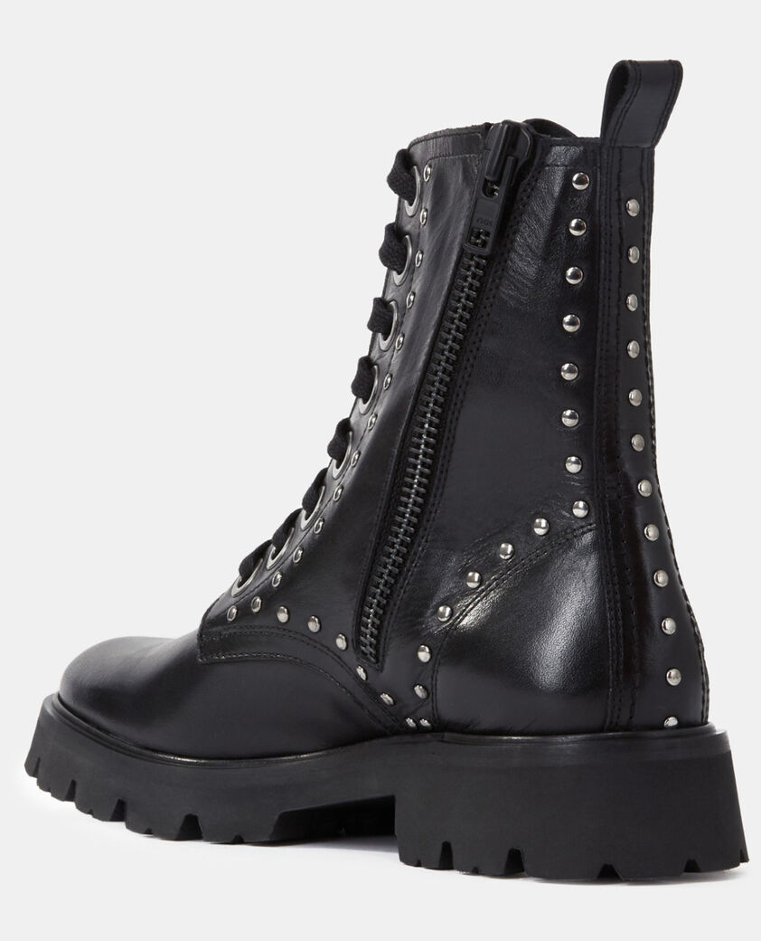 The Kooples WOMEN BLACK black leather ranger boots
