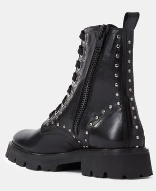 The Kooples WOMEN BLACK black leather ranger boots