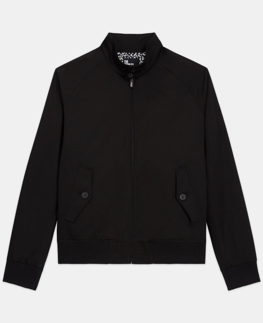 The Kooples HERREN BLACK schwarze gefütterte jacke mit leopardenprint