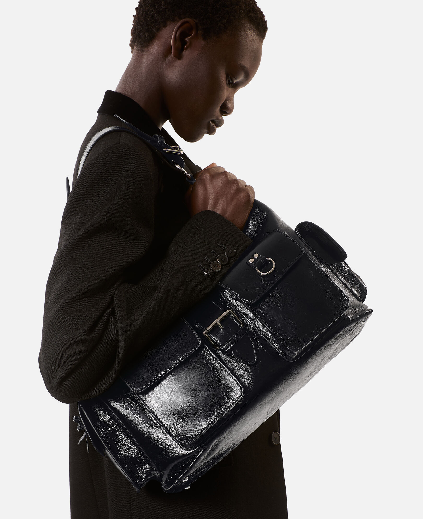The Kooples WOMEN BLACK black leather amelia xl bag