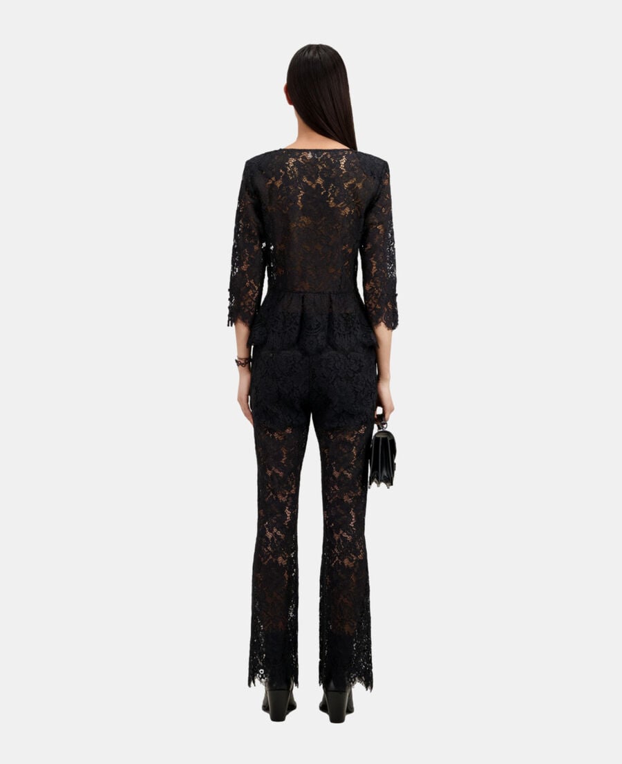 The Kooples FEMME BLACK top en dentelle noir