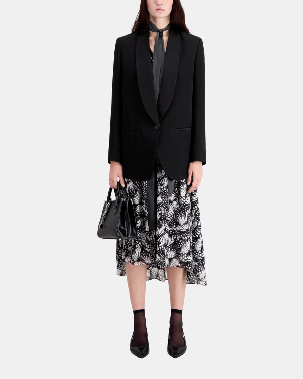 The Kooples DAMEN BLACK schwarze anzugjacke aus krepp