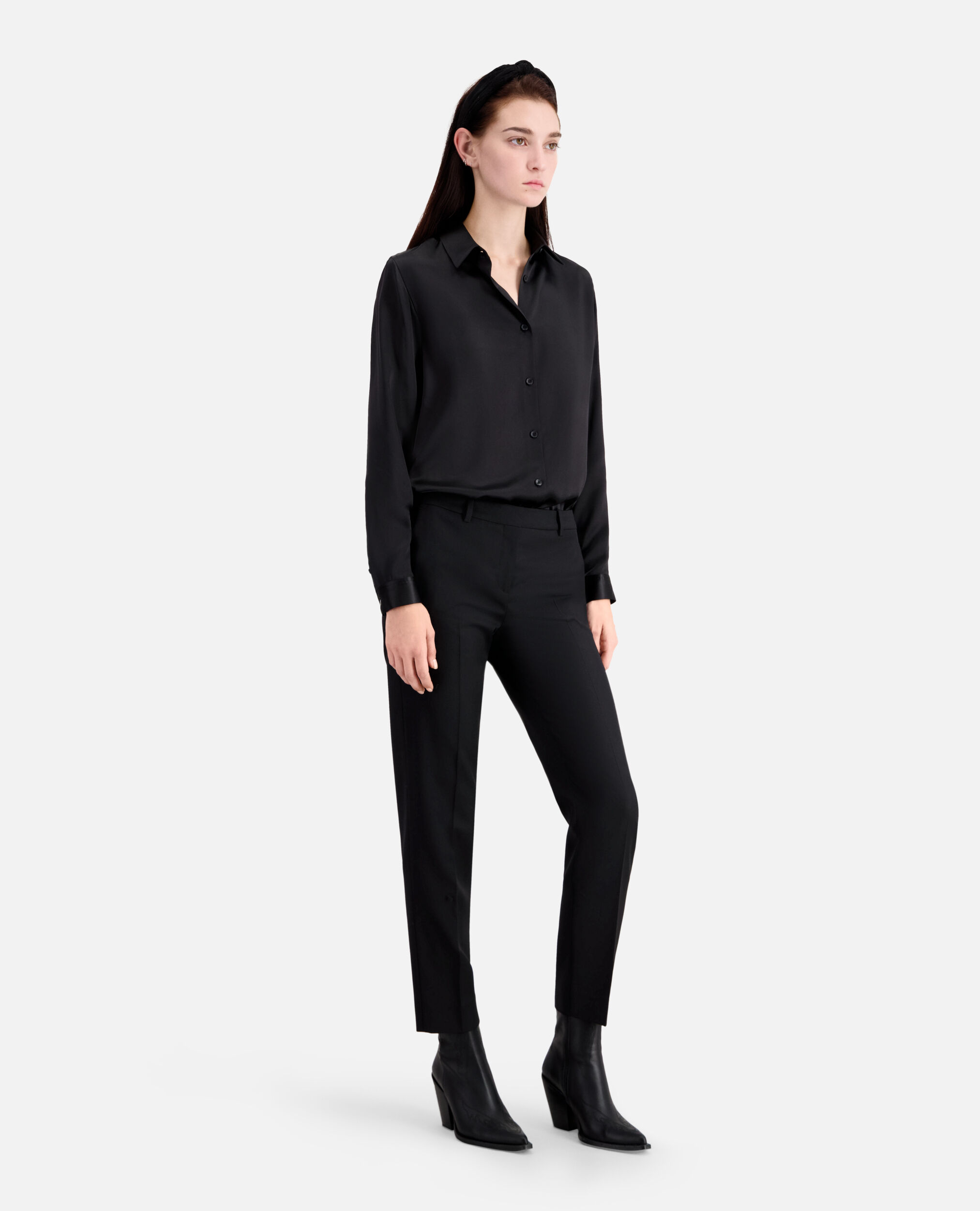 Schwarze Anzughose aus Wolle, BLACK, hi-res image number null