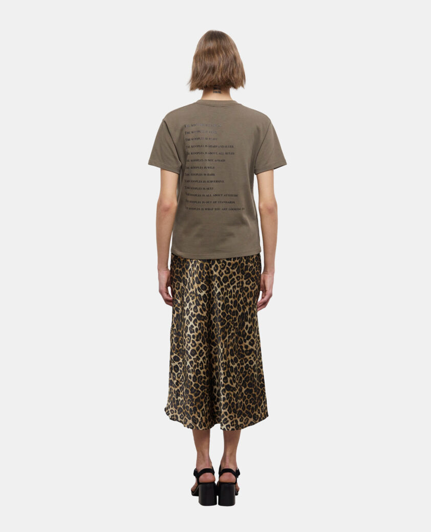 The Kooples WOMEN ALGUE women's khaki and leopard print what is t-shirt