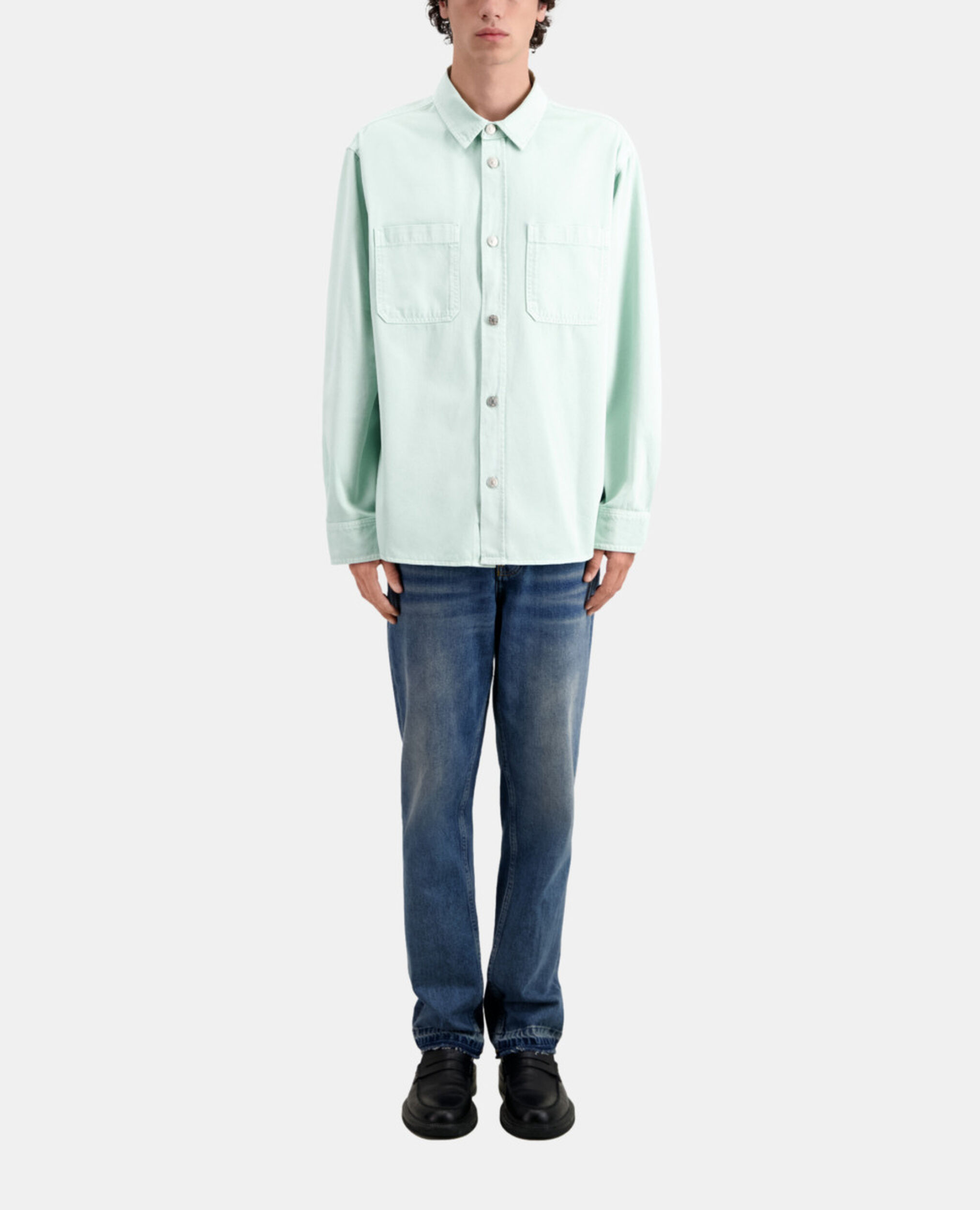 Green denim overshirt, OCEAN, hi-res image number null