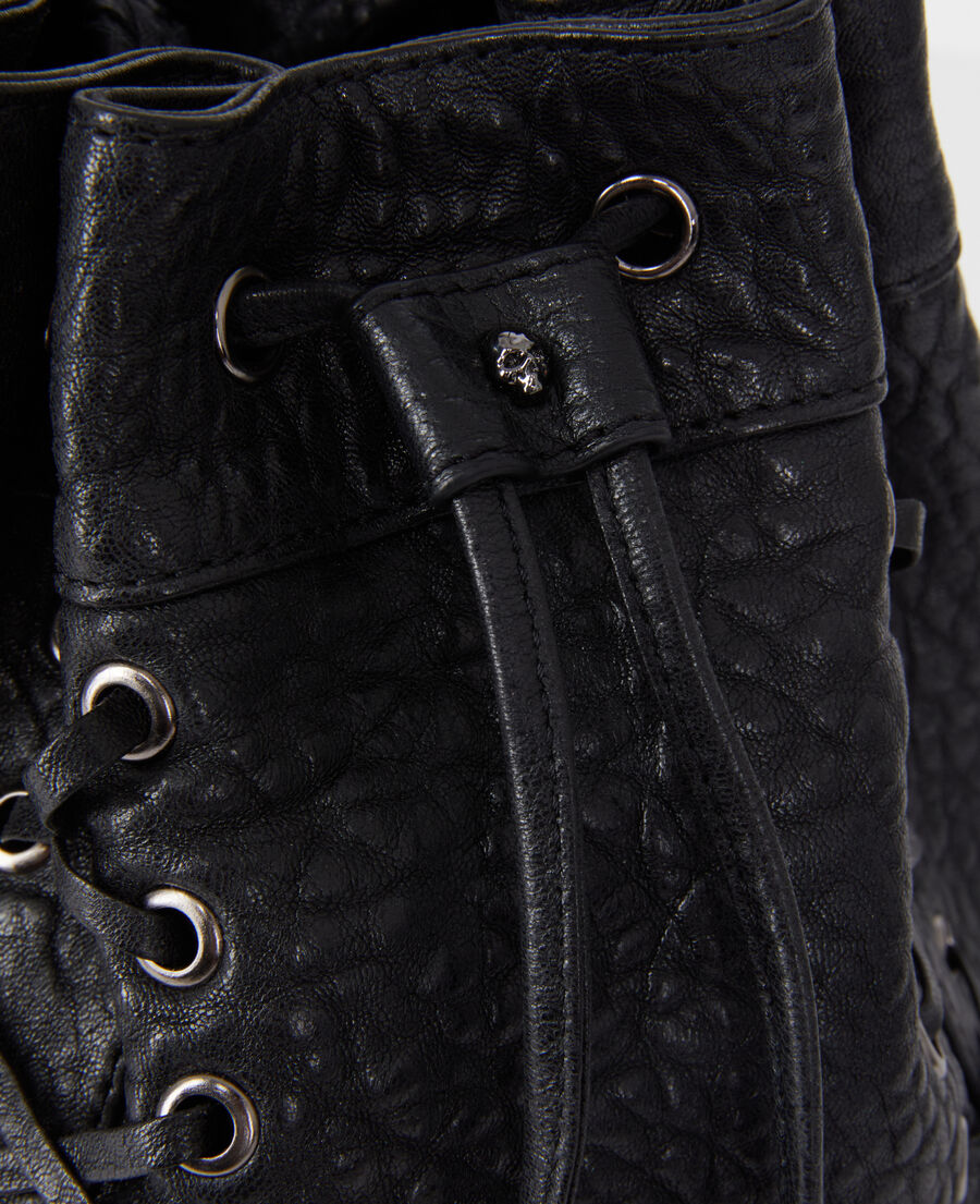 sac seau héritage en cuir noir