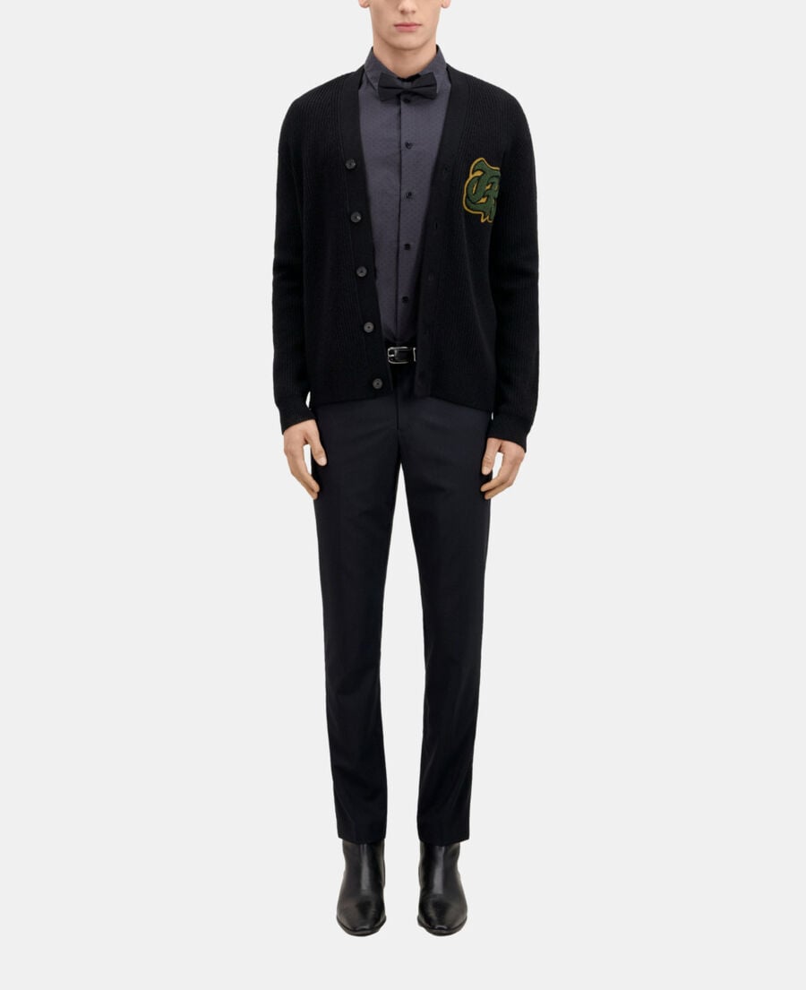 The Kooples H DARK NAVY prince of wales navy blue wool suit trousers