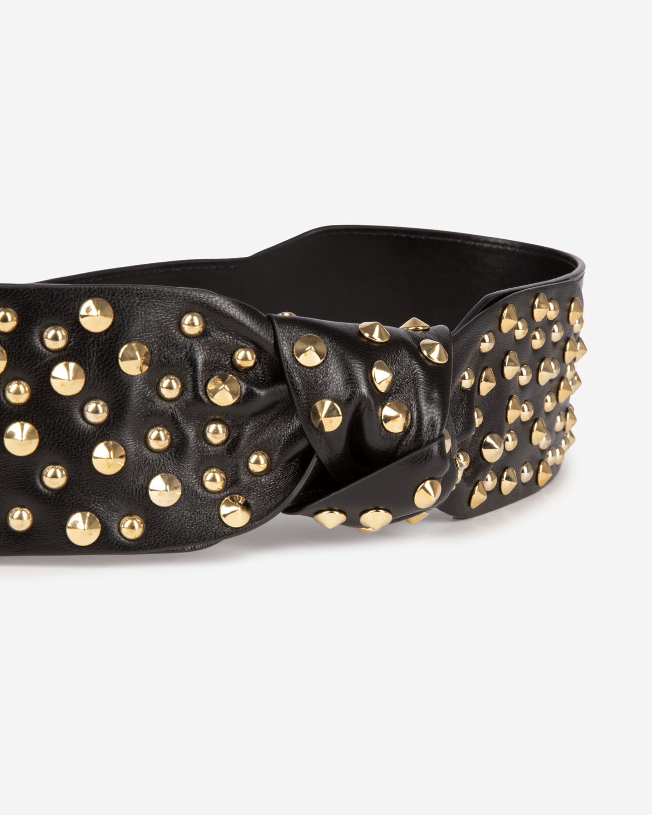 The Kooples FEMME BLACK ceinture large cloutée en cuir noir