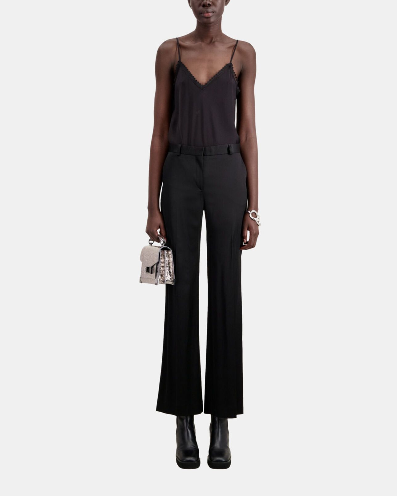 The Kooples FEMME BLACK pantalon tailleur noir satiné