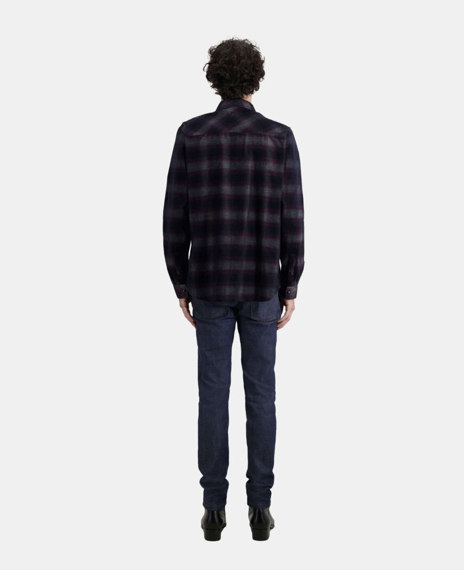 The Kooples HERREN BLACK / BURGUNDY kariertes hemd in schwarz und bordeauxrot