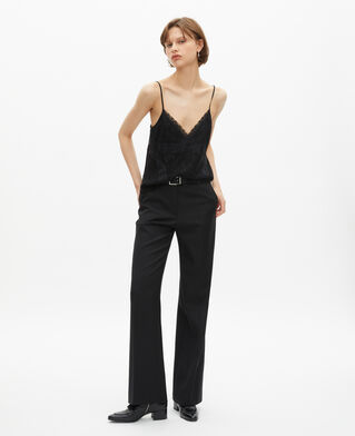 The Kooples WOMEN BLACK black straight-cut wool tailored trousers 