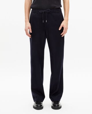 The Kooples HOMME NAVY pantalon large en laine marine