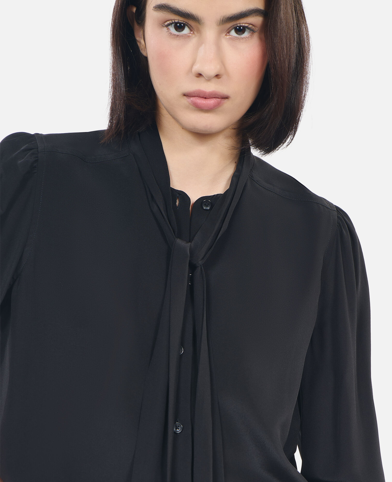 The Kooples WOMEN BLACK short black silk shirt