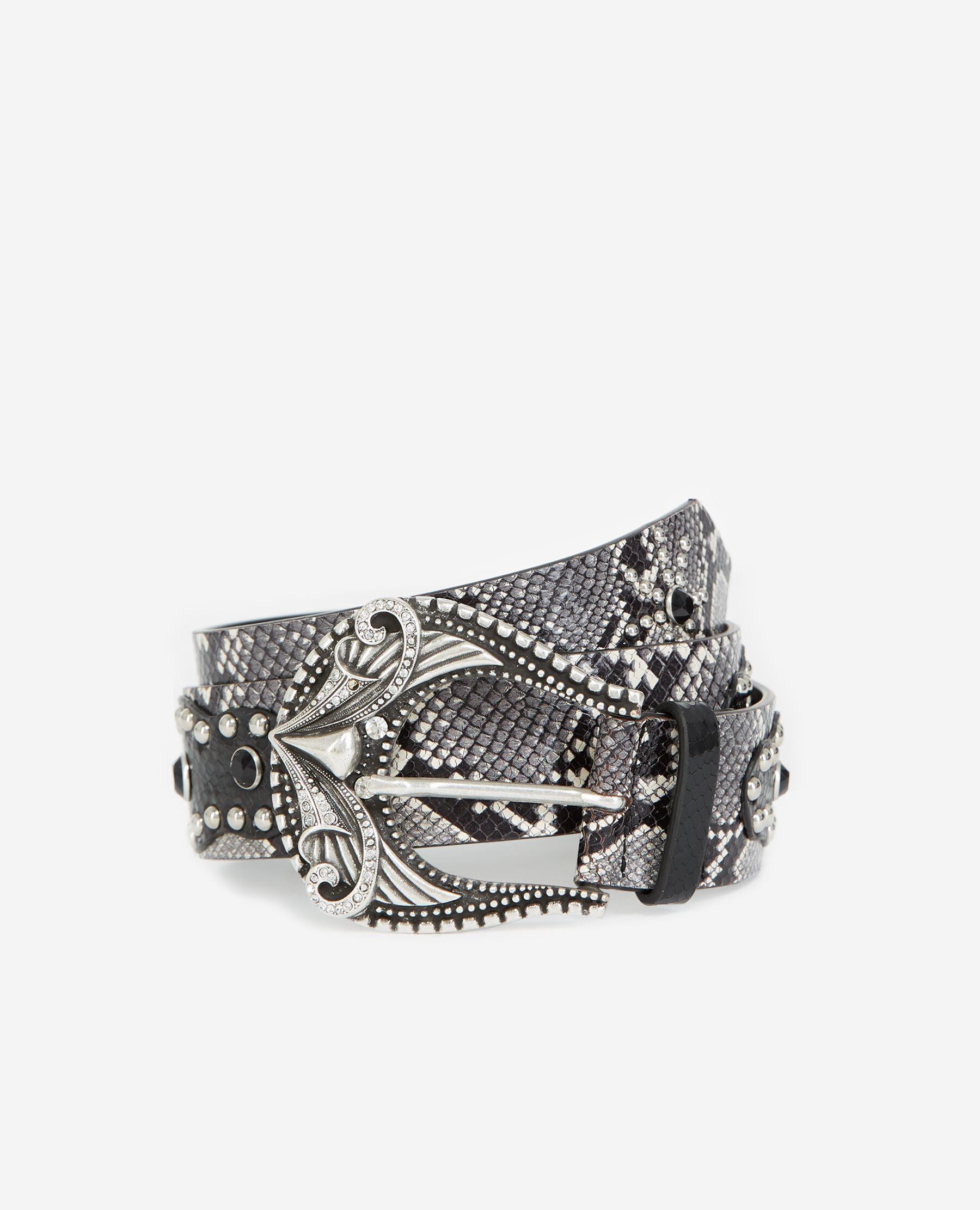 Ceinture cuir effet python boucle strass The Kooples