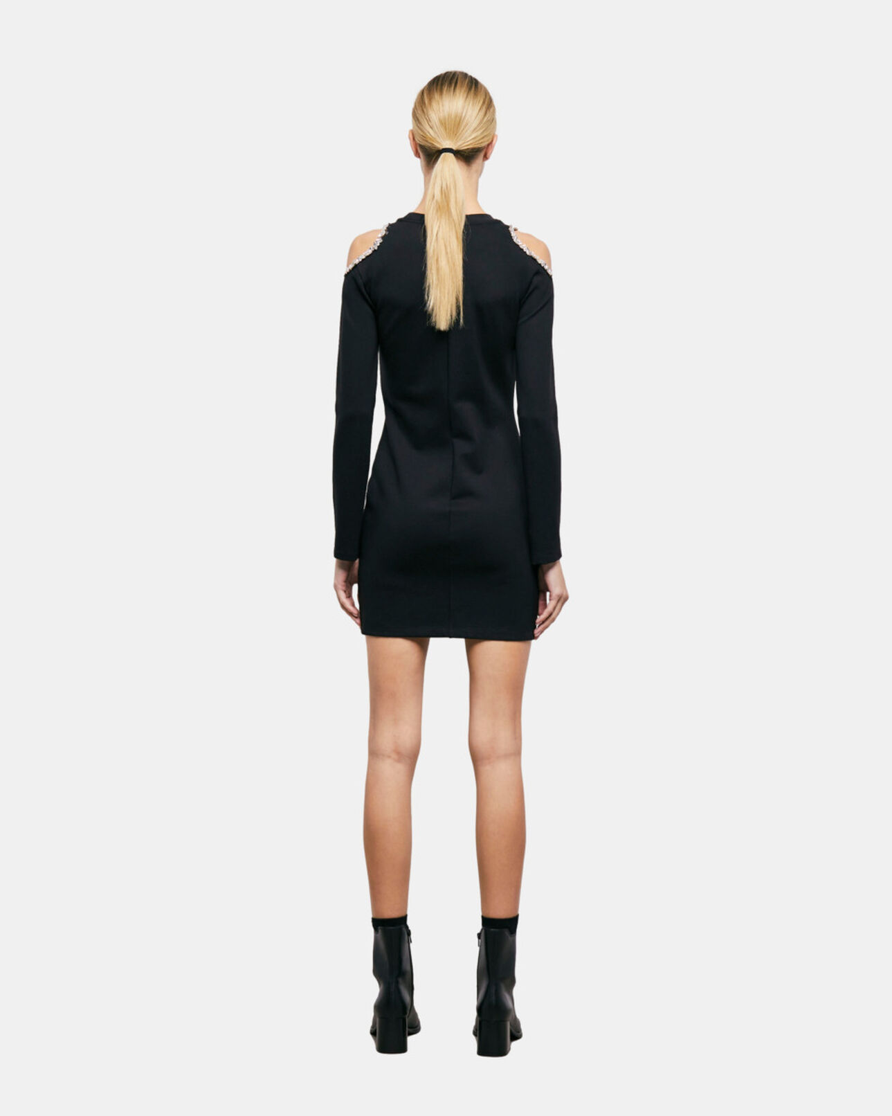 The Kooples FEMME BLACK robe courte détails épaules noire