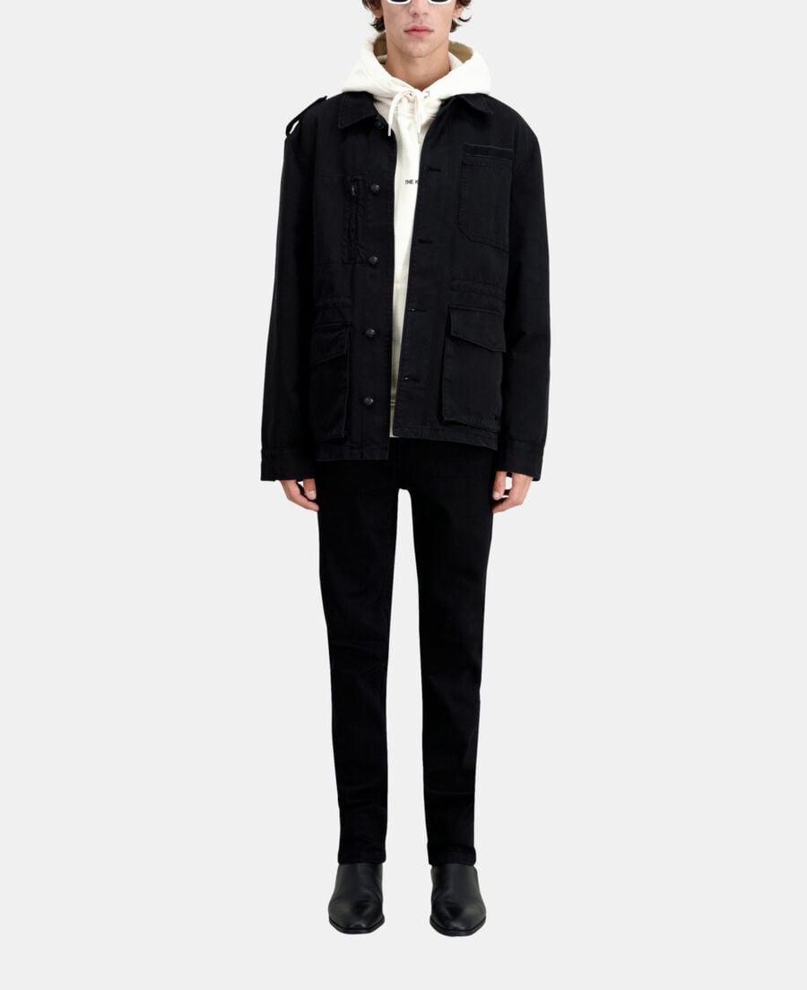 The Kooples HOMME BLACK veste worker noire en denim