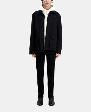 The Kooples HOMME BLACK veste worker noire en denim