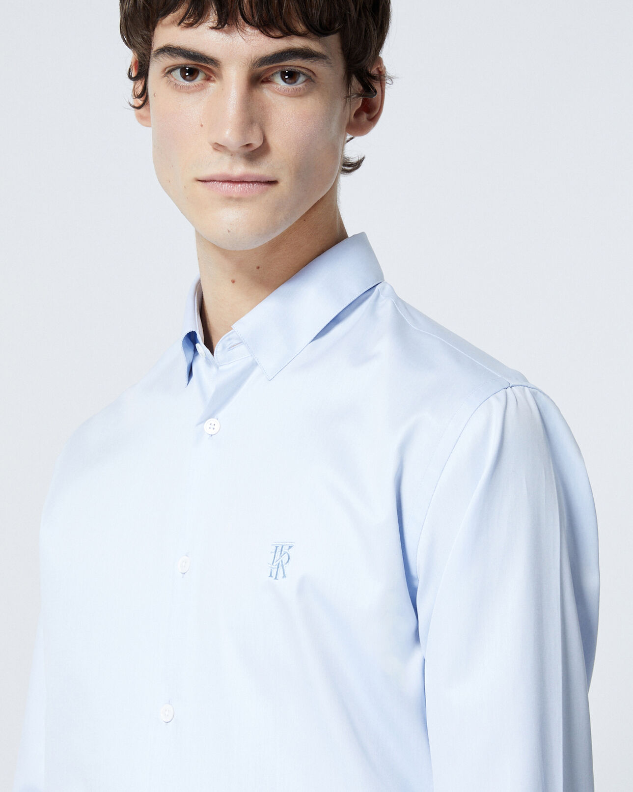 The Kooples MEN SKY blue classic-collar shirt w/embroidered logo