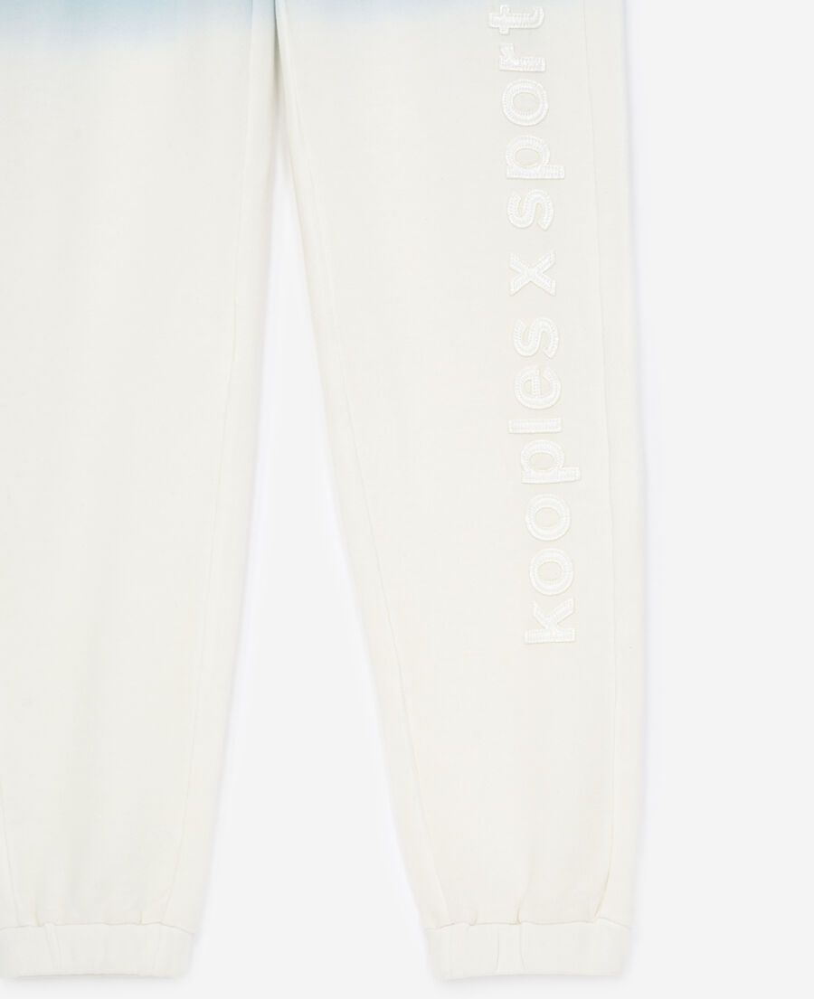 blue and white joggers with tie-dye effect