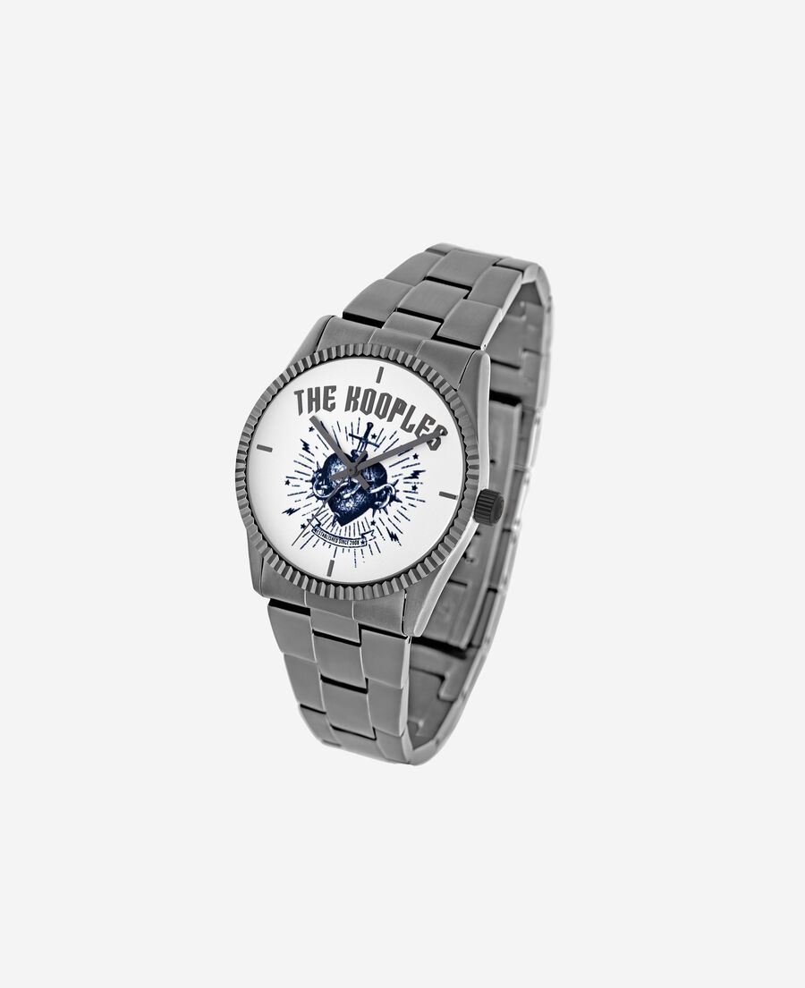 The Kooples MIXTE BLACK GUN METAL montre heart - dagger argentée