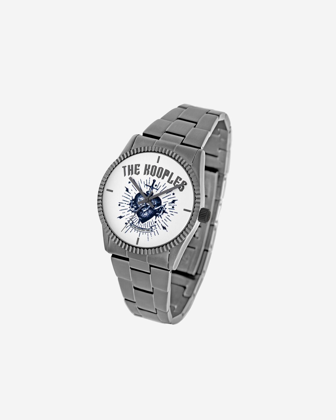 The Kooples MIXED BLACK GUN METAL heart - dagger silver watch