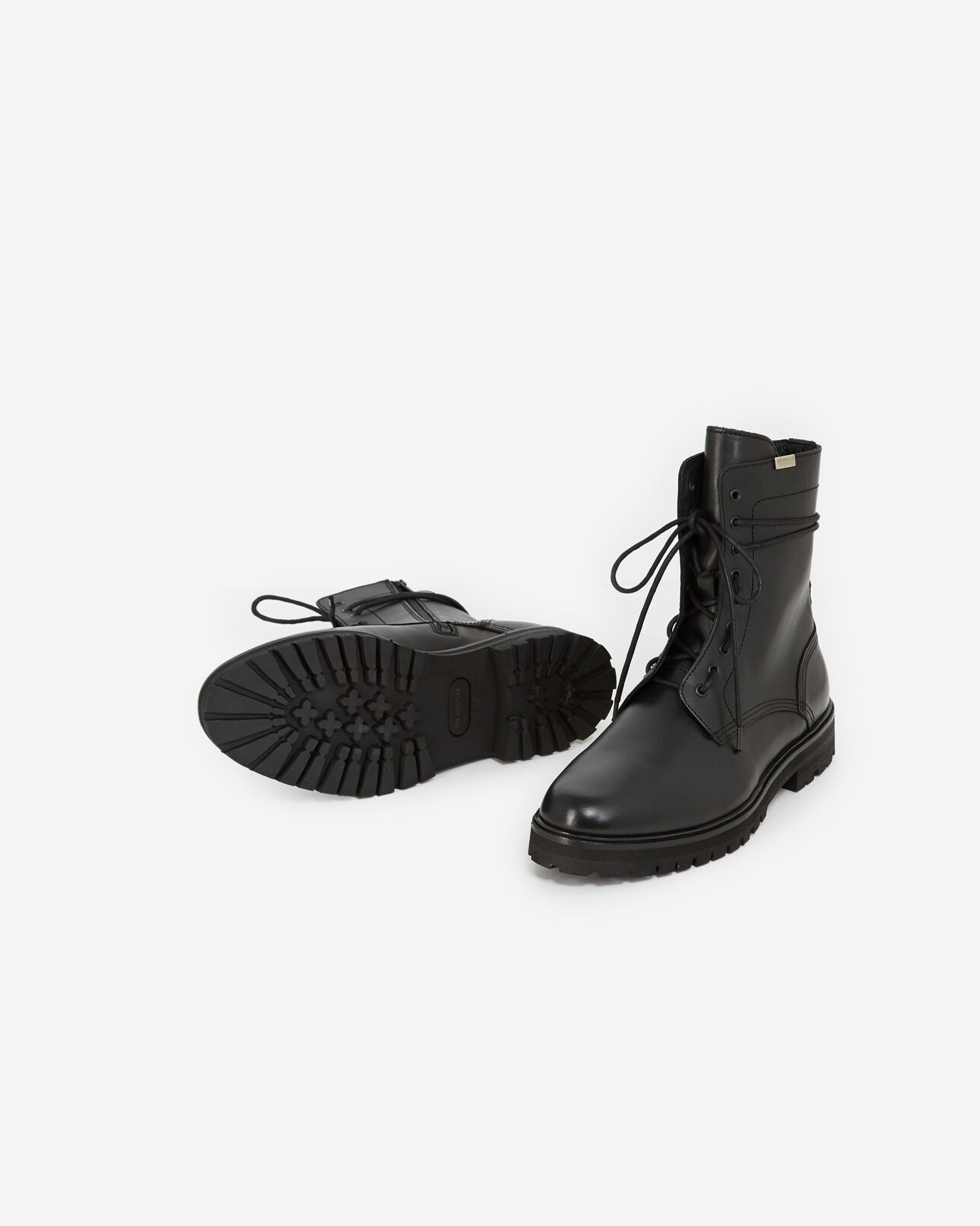 The Kooples HERREN BLACK boots schwarz lederdetail schnürung seitlich