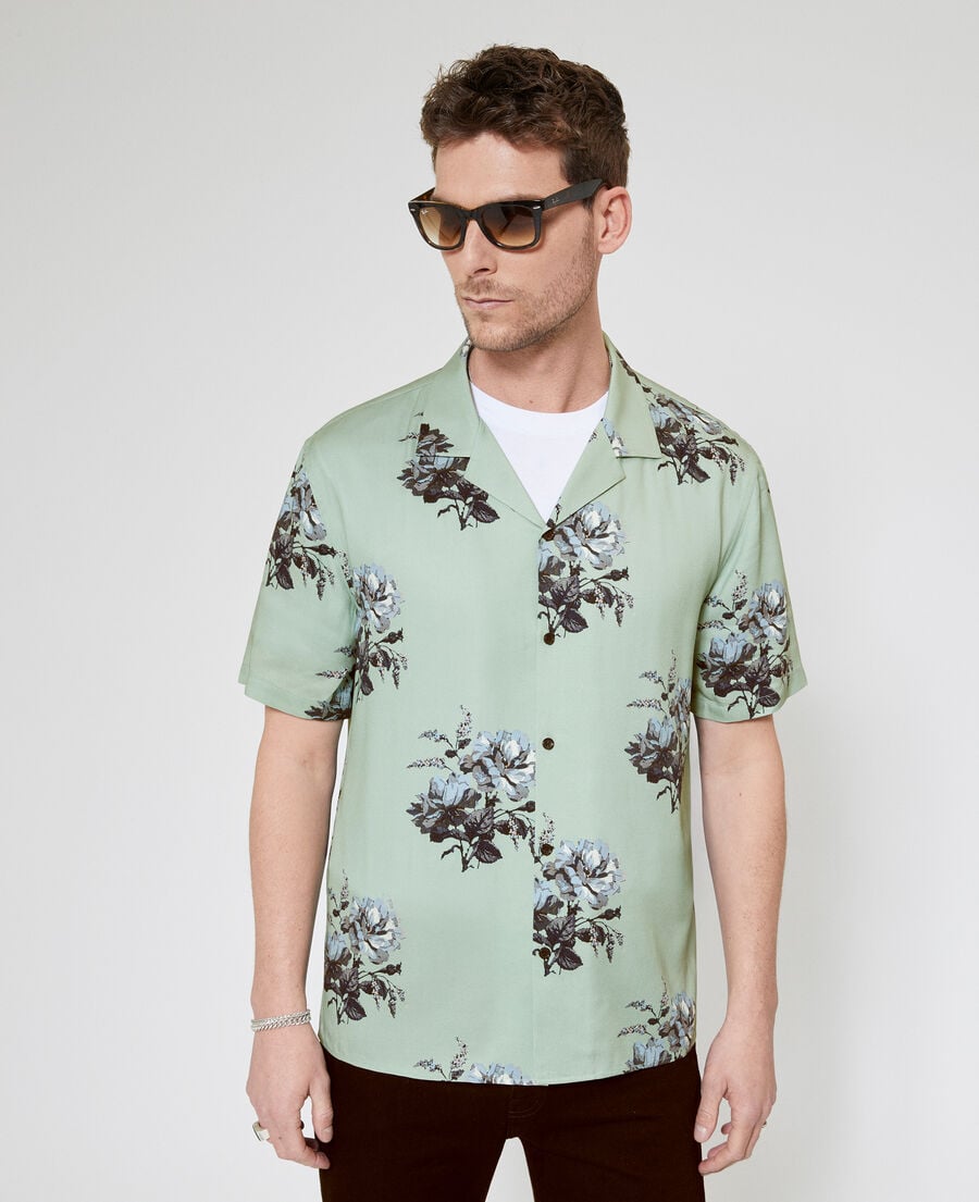 The Kooples H GREEN NAVY green floral print short-sleeve shirt