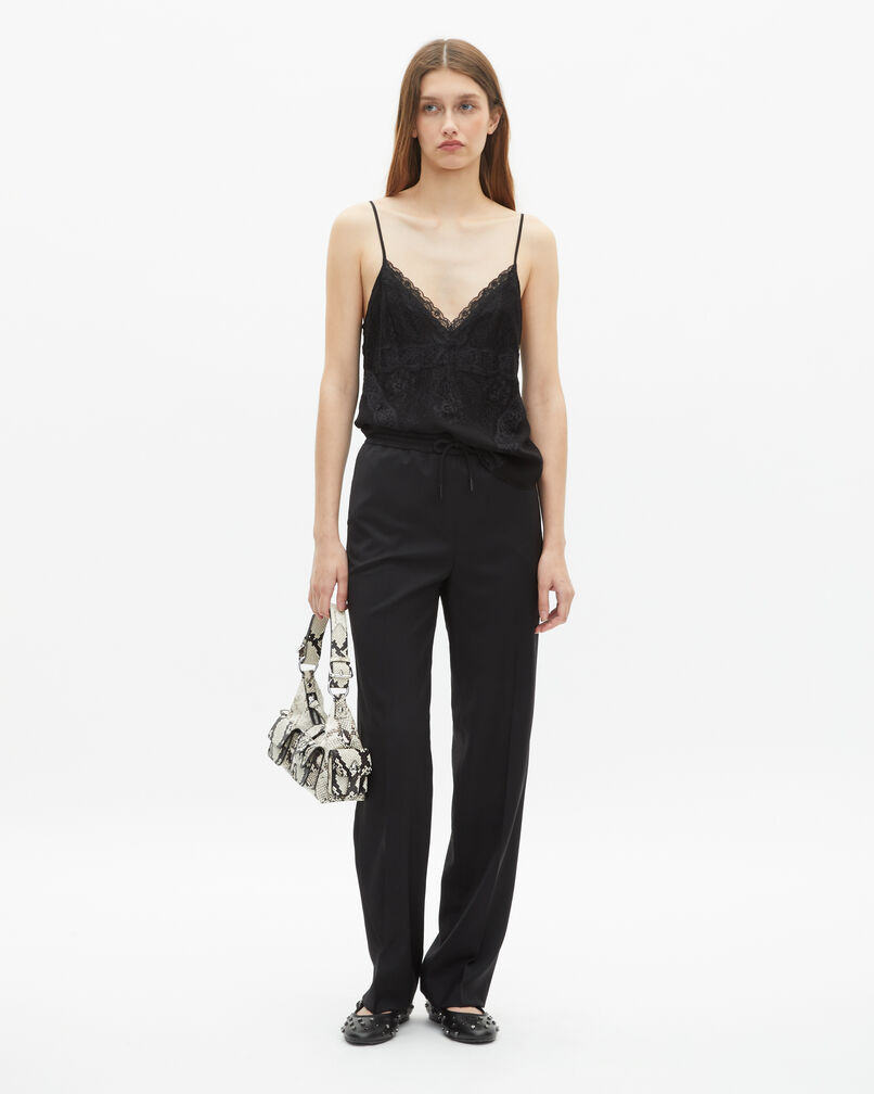The Kooples MUJER BLACK pantalón recto lana negro
