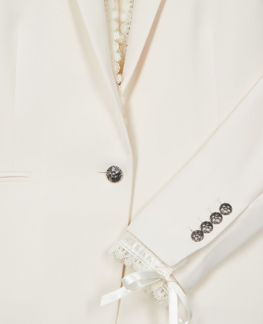 The Kooples F OFF WHITE suit jacket with ecru lace band