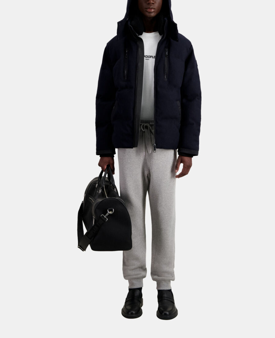 Navy blue flannel puffer jacket The Kooples UK