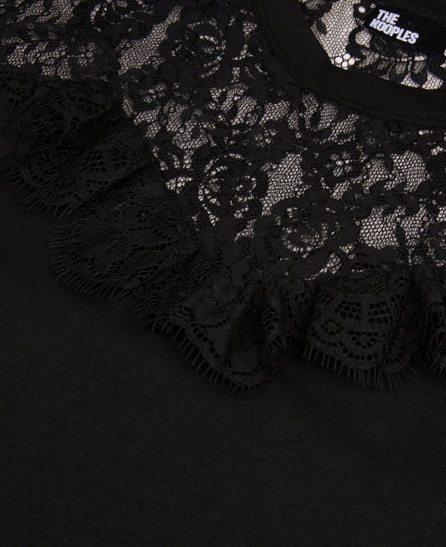 The Kooples FEMME BLACK t-shirt avec dentelle noir