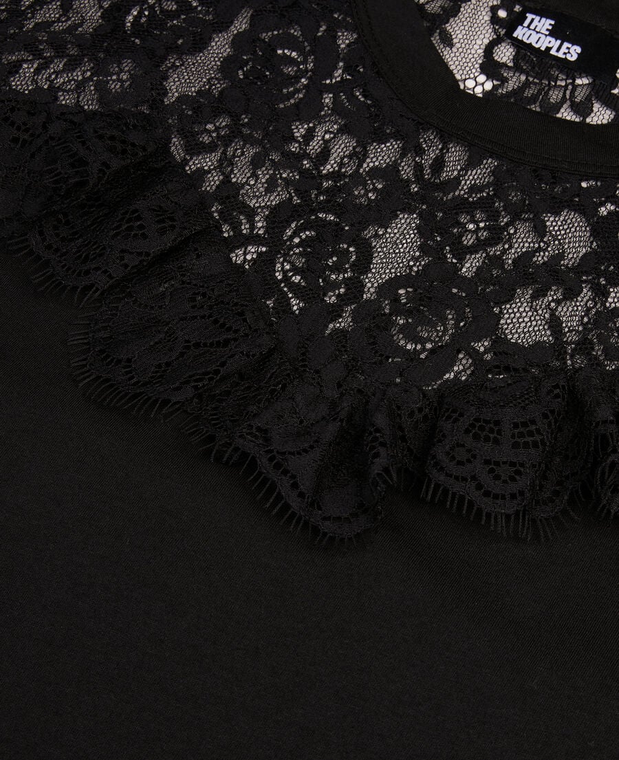 The Kooples WOMEN BLACK black lace t-shirt