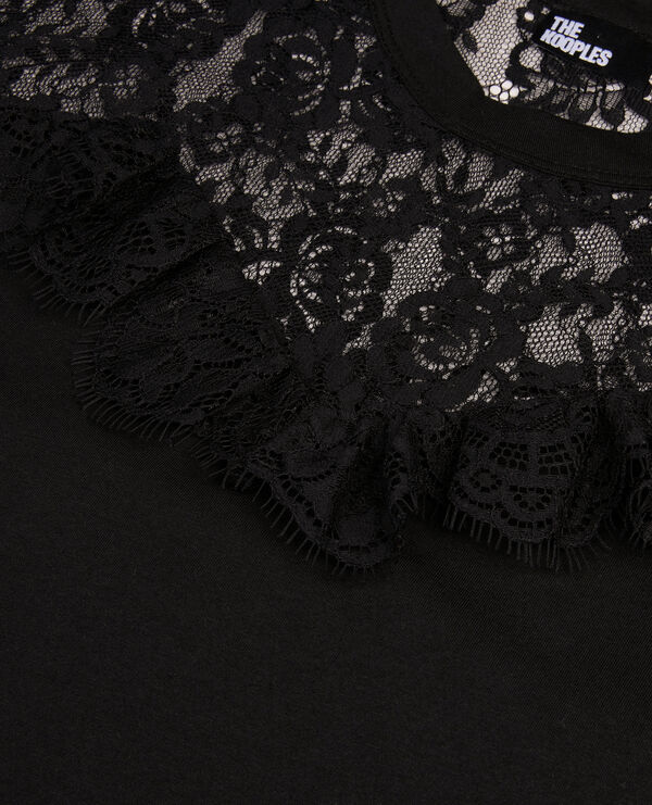 The Kooples FEMME BLACK t-shirt avec dentelle noir
