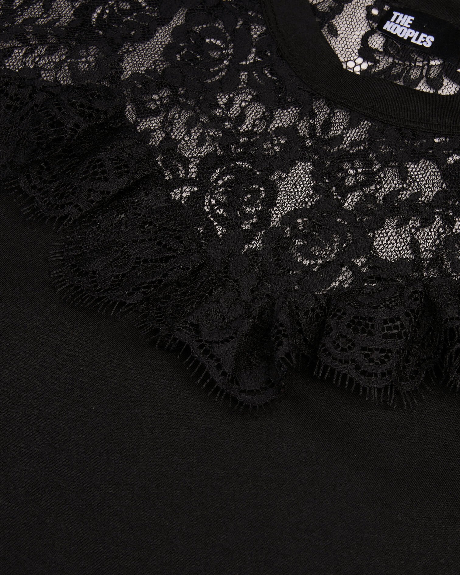 T-Shirt mit Spitze schwarz, BLACK, hi-res image number null