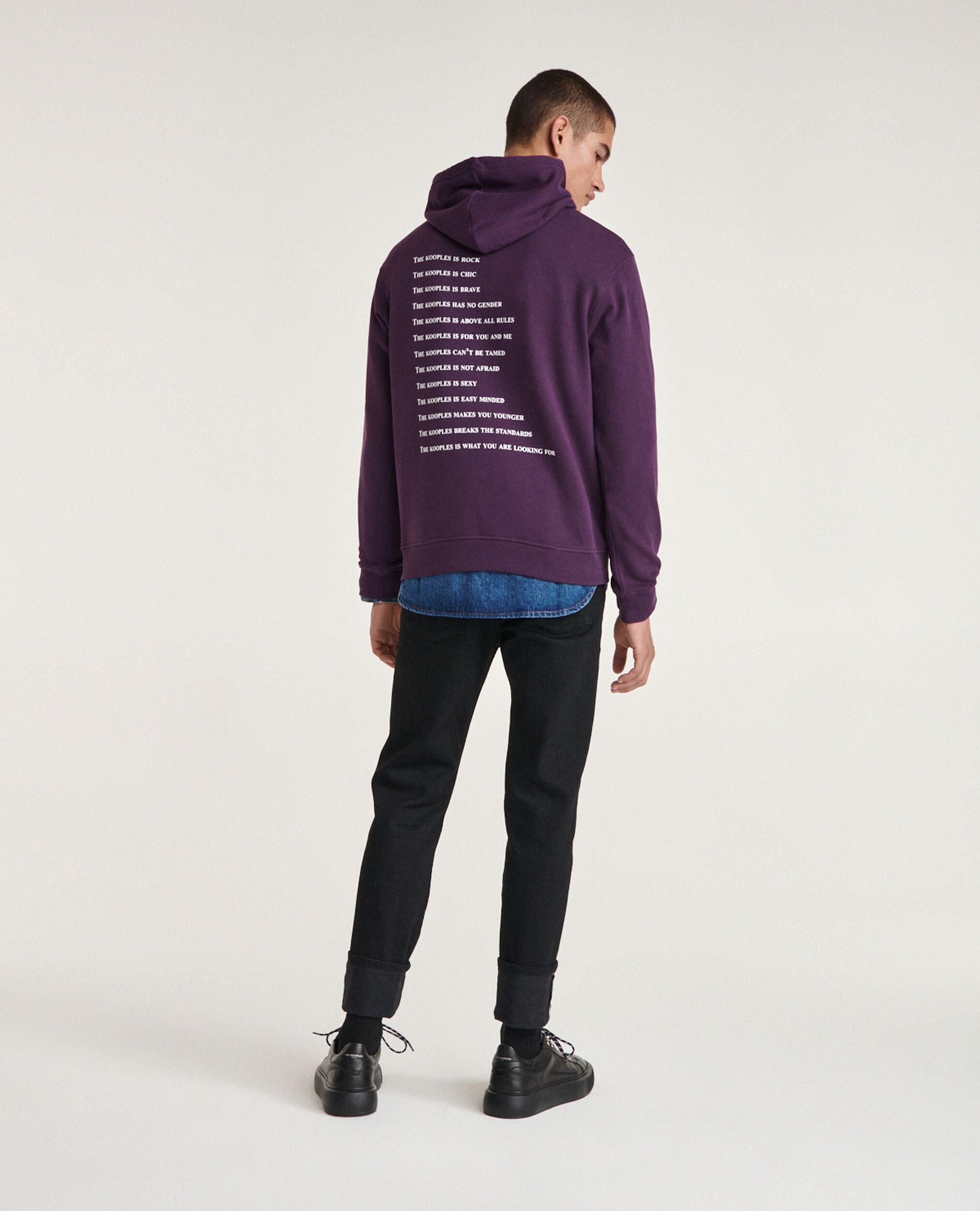 Purple sweatshirt with screen print what is, PURPLE, hi-res image number null