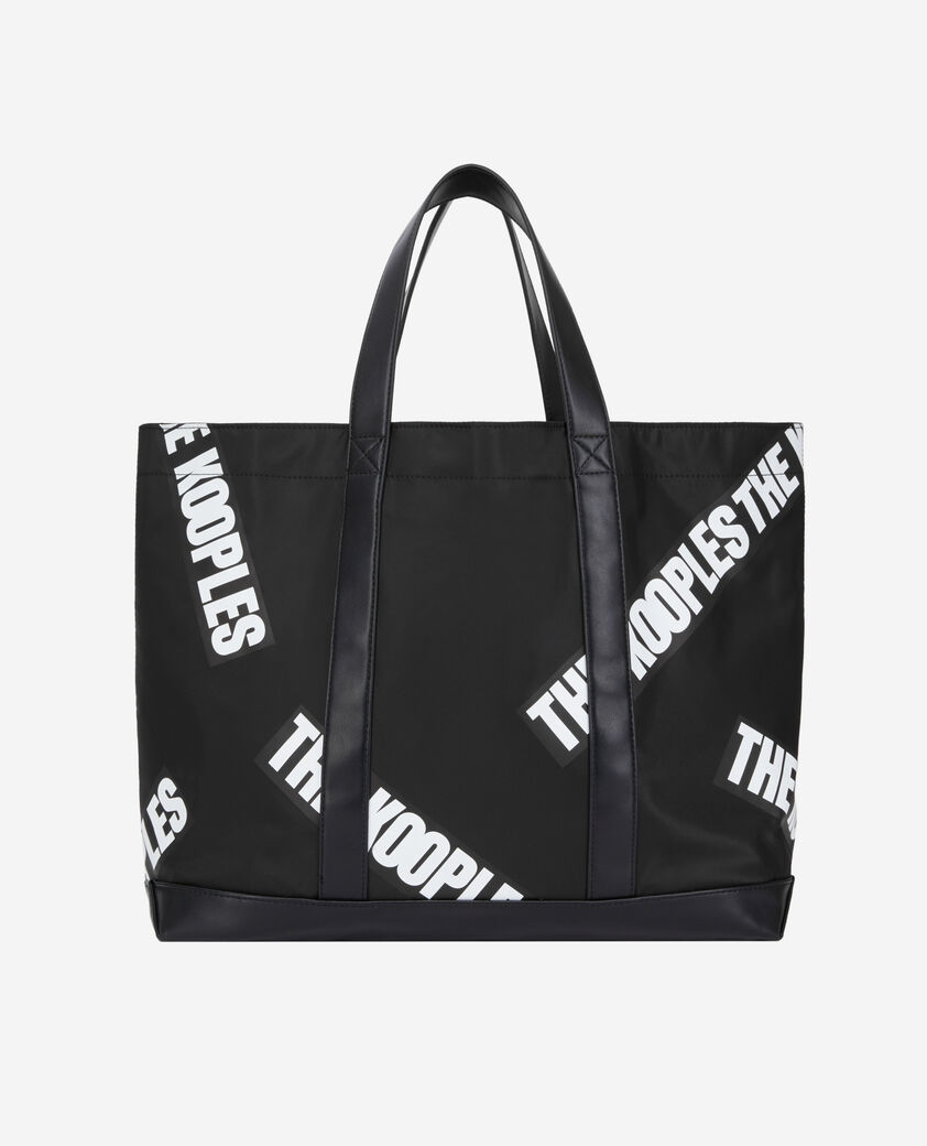 The Kooples WOMEN BLACK large black tote bag with tape logo