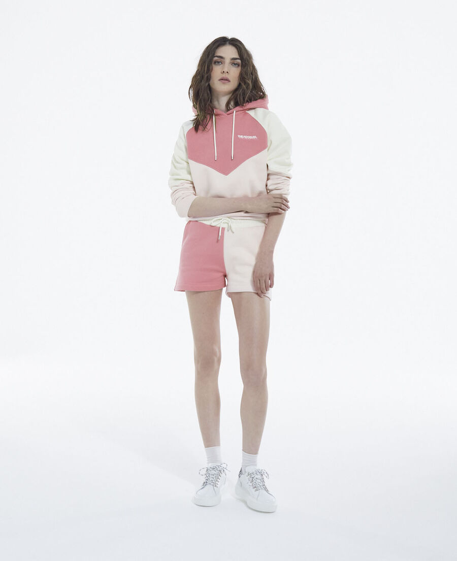 short rose et écru coton modal à logo