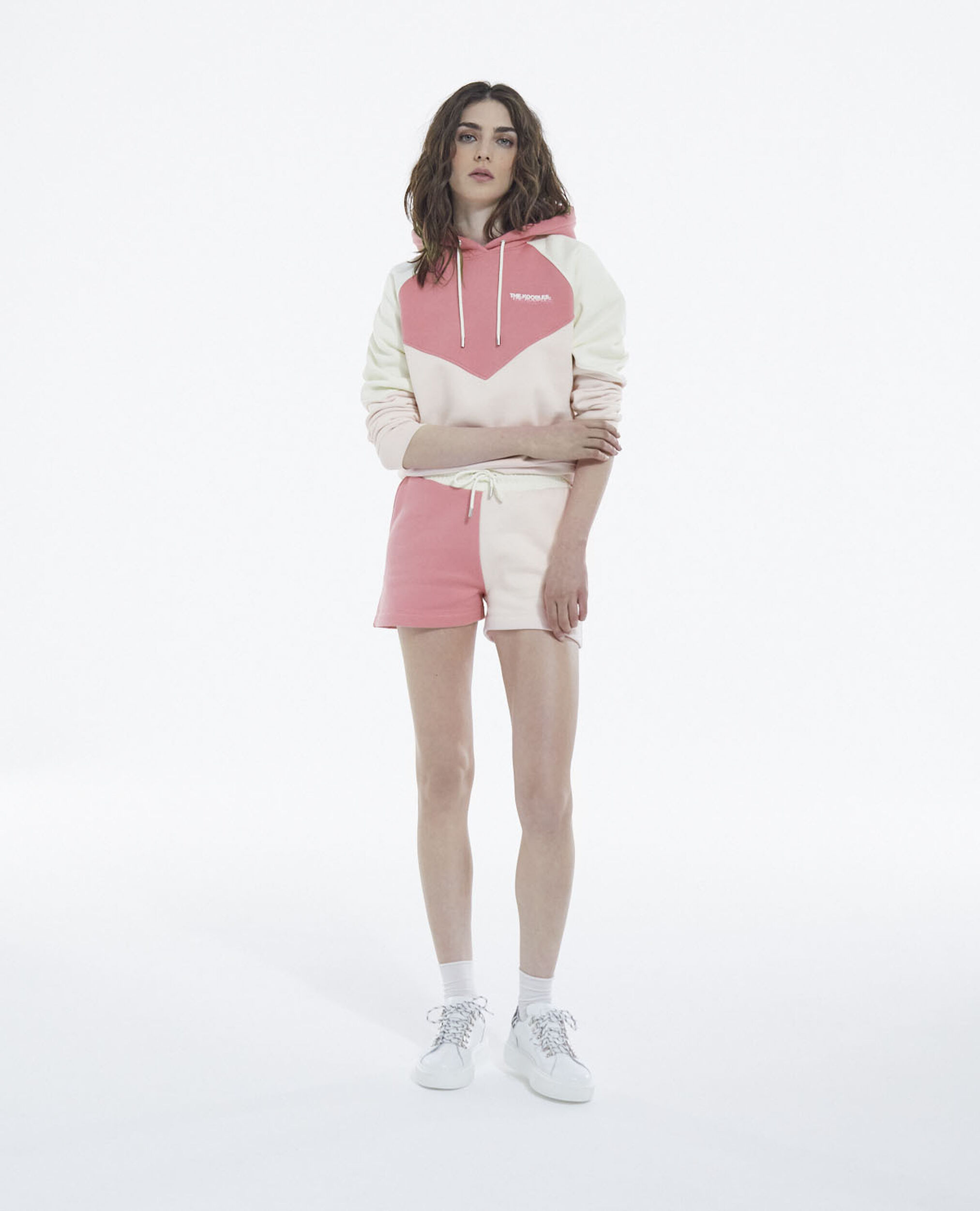Short rose et écru coton modal à logo, PINK ECRU BLACK, hi-res image number null