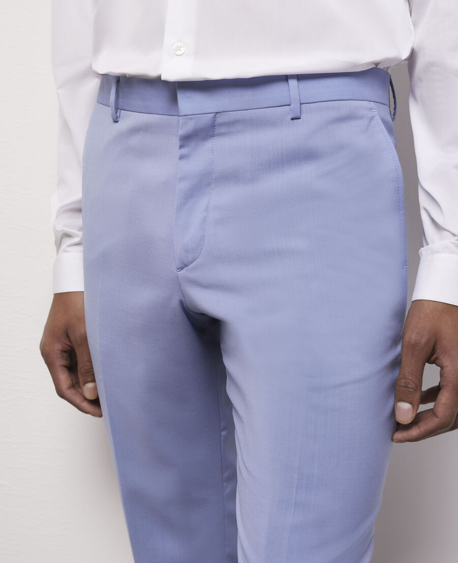 blue end-on-end wool suit pants