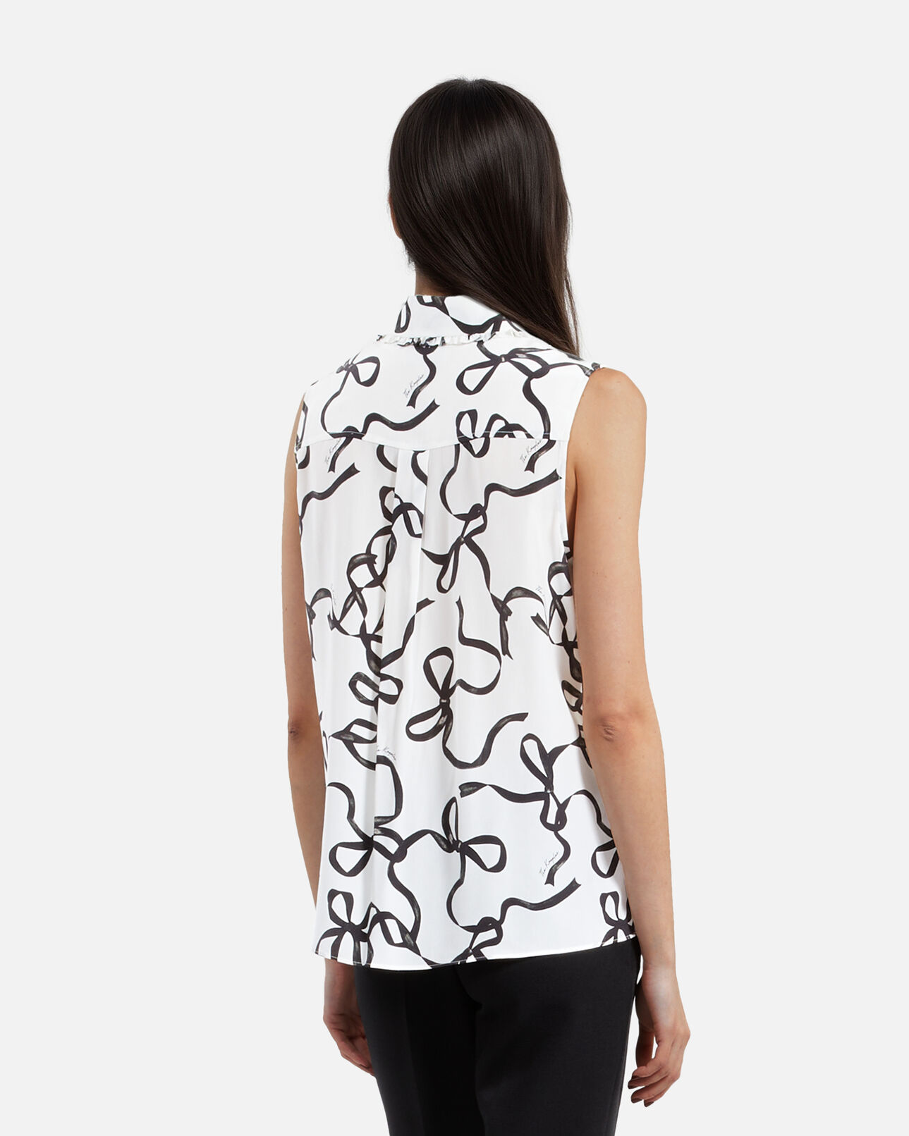 The Kooples WOMEN WHITE / BLACK ribbon print silk shirt