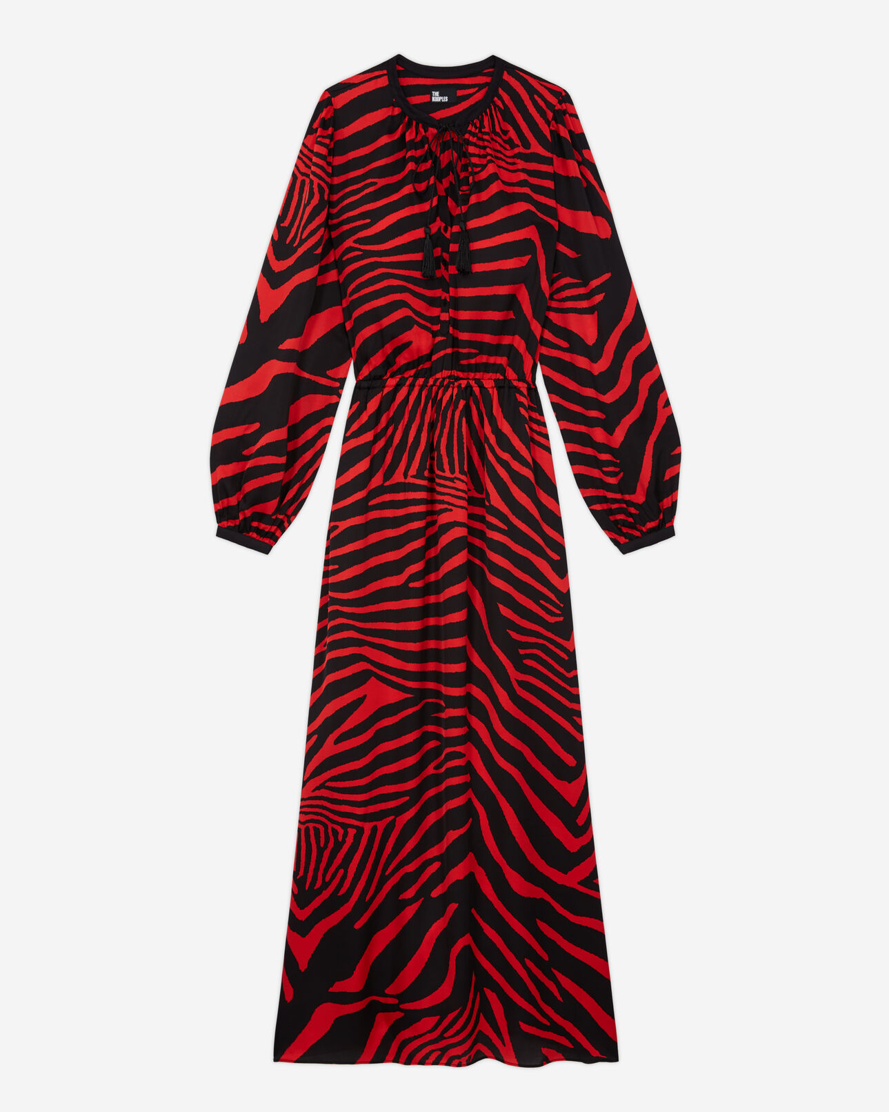 The Kooples WOMEN BLACK - RED long red printed dress