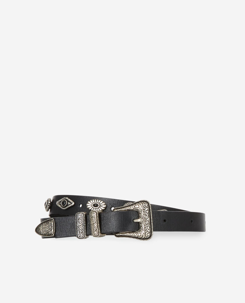 The Kooples MIXED BLACK black leather belt