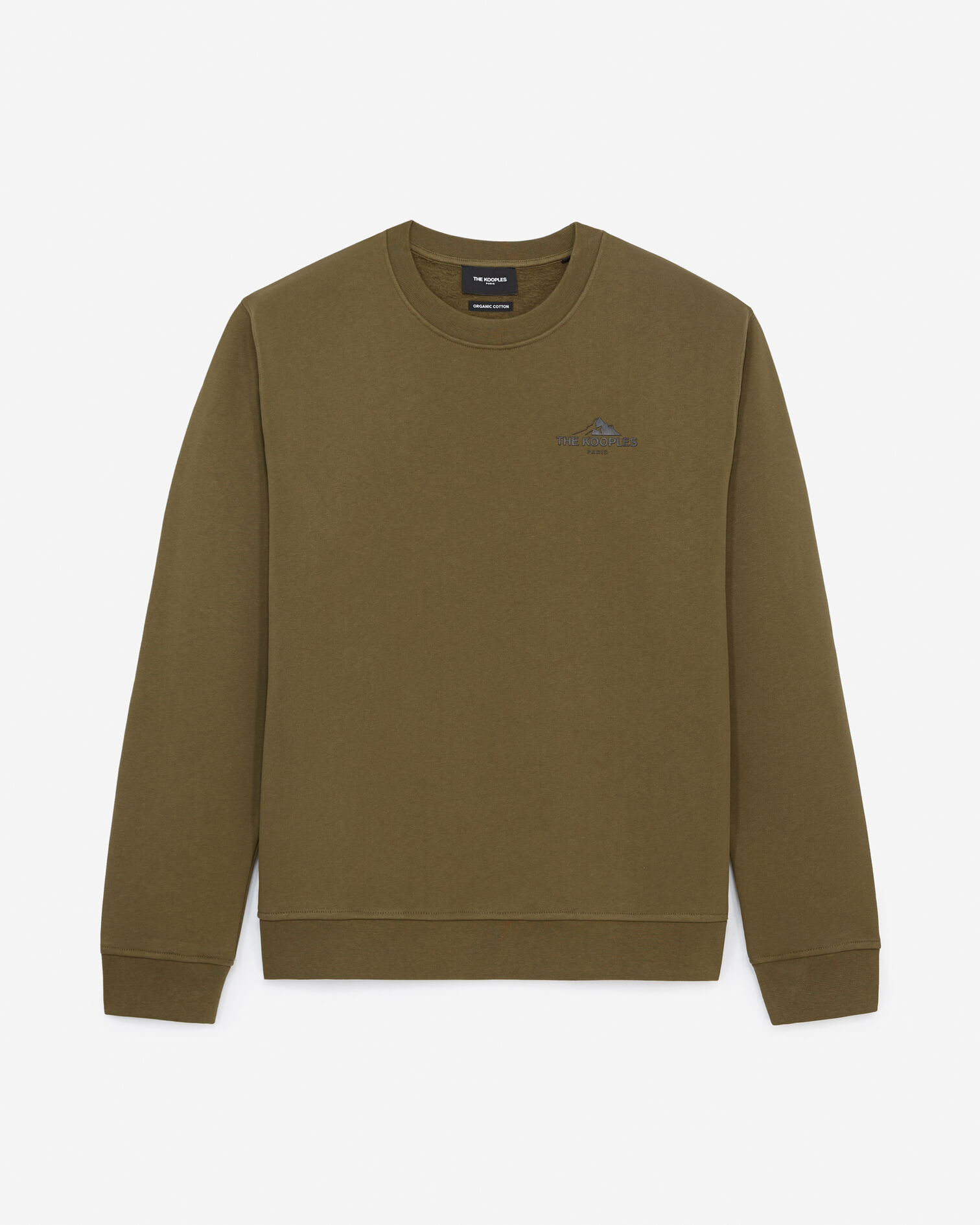 Khaki crew neck cotton sweatshirt black logo, OLIVE NIGHT, hi-res image number null